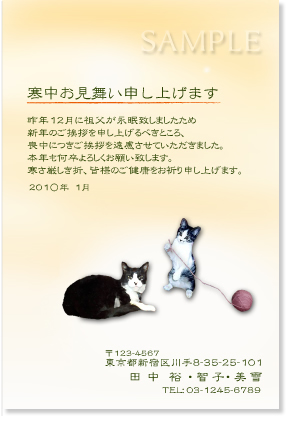 猫の寒中お見舞いデザイン